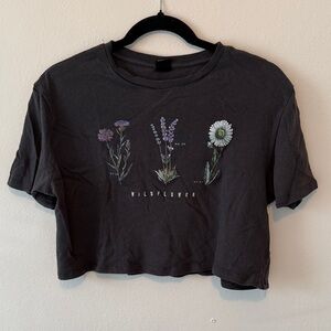 Wildflower Graphic Crop Top - dark gray